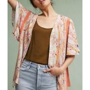 Anthropologie Floreat Peach Kimono One Size